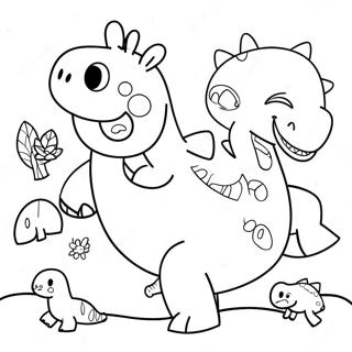 Pagina Para Colorear De Peppa Pig Con Dinosaurios Coloridos 71394-59004