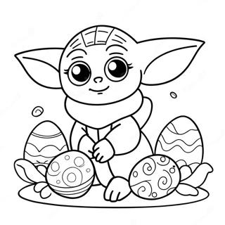 Pagina Para Colorear De Baby Yoda Lindo Con Huevos De Pascua 71724-59271