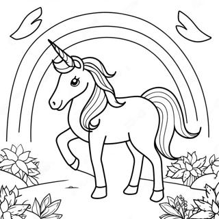 Pagina Para Colorear De Un Caballo Unicornio Magico En Un Paisaje Arcoiris 71864-59383