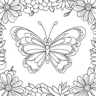 Pagina Para Colorear De Mariposa En Forma De Corazon Colorida Con Flores 71894-59407