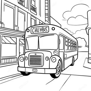 Pagina Para Colorear De Autobus De Ciudad Colorido Conduciendo Por La Ciudad 71974-59467