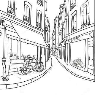 Pagina Para Colorear De Escena Callejera Encantadora De Paris 7205-5863