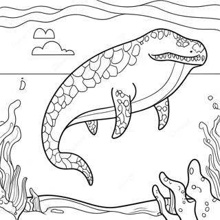 Pagina Para Colorear De Mosasaurus Nadando En El Oceano 7215-5869