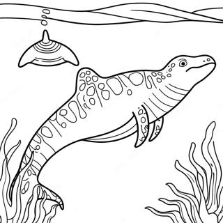 Pagina Para Colorear De Mosasaurus Nadando En El Oceano 7215-5870