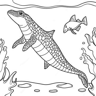 Pagina Para Colorear De Mosasaurus Nadando En El Oceano 7215-5871