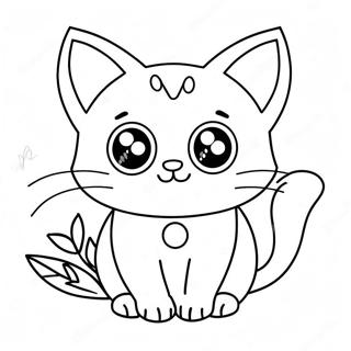 Pagina Para Colorear De Gato Kawaii Adorable Con Ojos Grandes 72185-59614