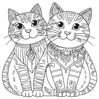 Pagina Para Colorear De Gatos Coloridos De Laurel Burch 72785-60103