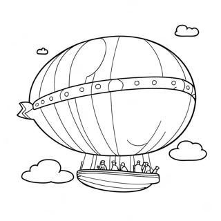 Pagina Para Colorear De Un Dirigible Colorido Flotando En El Cielo 73025-60290