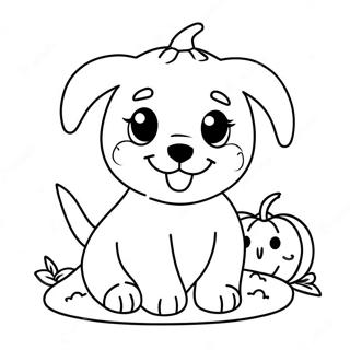 Pagina Para Colorear De Un Lindo Cachorro De Halloween Con Calabaza 7325-5957