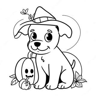 Pagina Para Colorear De Un Lindo Cachorro De Halloween Con Calabaza 7325-5958