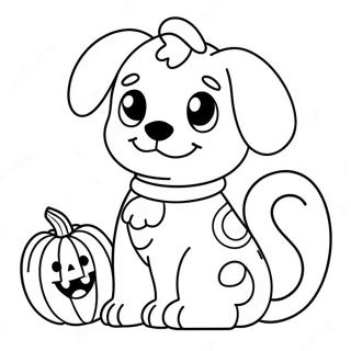 Pagina Para Colorear De Un Lindo Cachorro De Halloween Con Calabaza 7325-5959