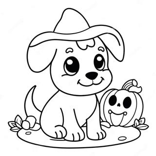 Pagina Para Colorear De Un Lindo Cachorro De Halloween Con Calabaza 7325-5960