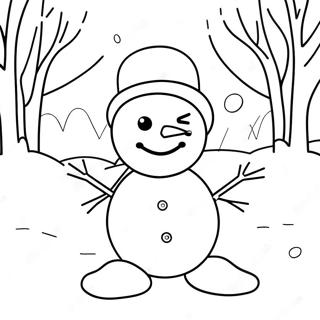 Pagina Para Colorear De Un Lindo Muneco De Nieve En Un Dia Nevado 73265-60485