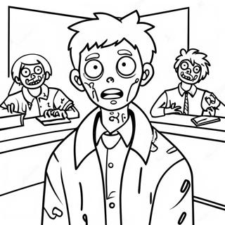 Pagina Para Colorear De Estudiante Zombie En El Aula 73425-60615