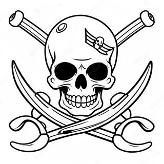 Pagina Para Colorear De La Bandera Pirata De Calavera Y Huesos Cruzados 73825-60923