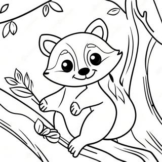 Pagina Para Colorear De Un Lindo Mapache En Un Arbol 7435-6045