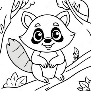 Pagina Para Colorear De Un Lindo Mapache En Un Arbol 7435-6046