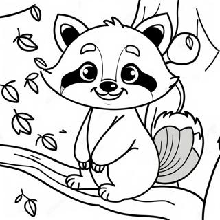 Pagina Para Colorear De Un Lindo Mapache En Un Arbol 7435-6047