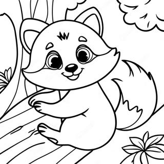 Pagina Para Colorear De Un Lindo Mapache En Un Arbol 7435-6048