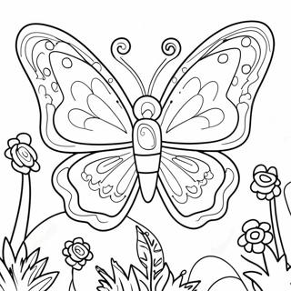 Pagina Para Colorear De Mariposa Colorida En Un Jardin 74536-61505