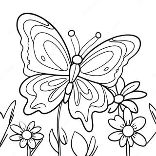 Pagina Para Colorear De Mariposa Colorida En Un Jardin 74536-61506