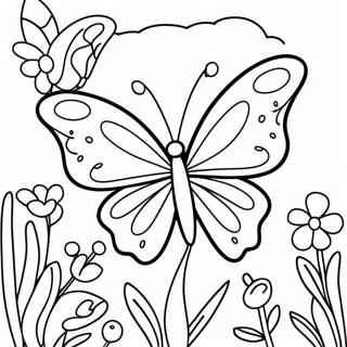 Pagina Para Colorear De Mariposa Colorida En Un Jardin 74536-61508