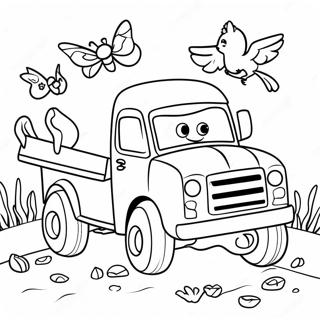 Pagina Para Colorear De Camion Azul Pequeno Con Animales Amigables 7505-6101