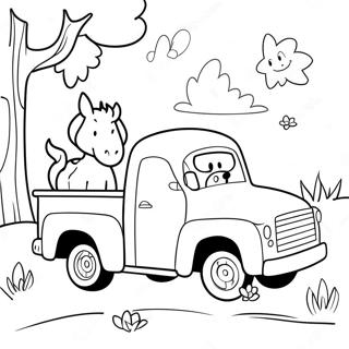 Pagina Para Colorear De Camion Azul Pequeno Con Animales Amigables 7505-6103