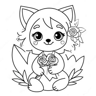 Pagina Para Colorear De Chica Anime Lobo Linda Con Flores 752-601