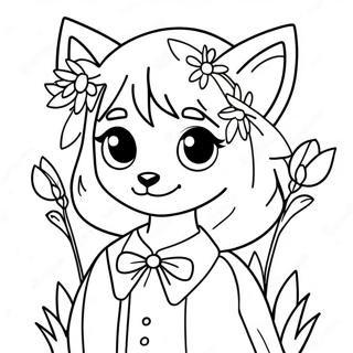 Pagina Para Colorear De Chica Anime Lobo Linda Con Flores 752-604