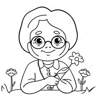 Pagina Para Colorear De La Abuela Linda Con Flores 7545-6133