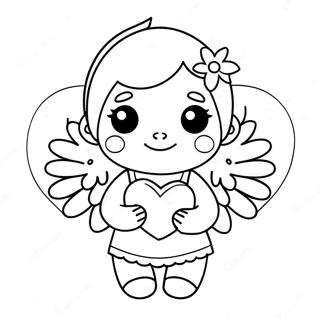 Pagina Para Colorear De Un Angel Lindo Sosteniendo Un Corazon 7625-6197