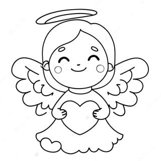 Pagina Para Colorear De Un Angel Lindo Sosteniendo Un Corazon 7625-6198