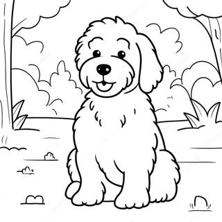 Pagina Para Colorear Goldendoodle Esponjoso Jugando En El Parque 7935-6448