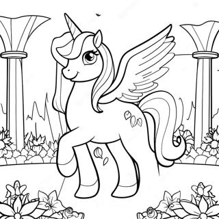 Pagina Para Colorear De Princesa Celestia Magica En Un Jardin 8015-6510