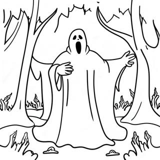 Pagina Para Colorear De Ghostface En Un Bosque Espeluznante 802-642