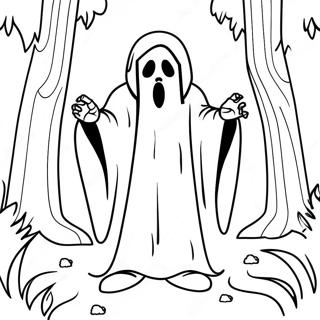 Pagina Para Colorear De Ghostface En Un Bosque Espeluznante 802-644