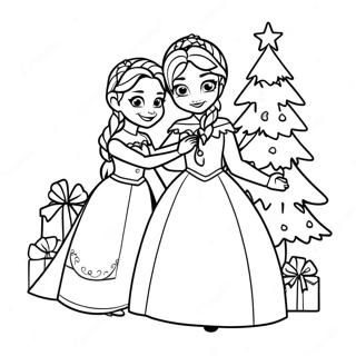 Pagina Para Colorear De Elsa Y Anna Decorando Un Arbol De Navidad 8336-6844