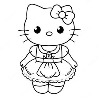 Pagina Para Colorear De Hello Kitty Con Un Vestido Lindo 8406-6891