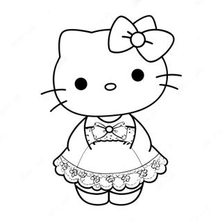 Pagina Para Colorear De Hello Kitty Con Un Vestido Lindo 8406-6892