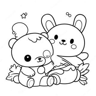 Pagina Para Colorear De Los Adorables Amigos Rilakkuma Y Cinnamoroll 8546-7004