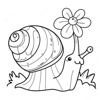 Pagina Para Colorear De Un Lindo Caracol Con Una Flor 8566-7020