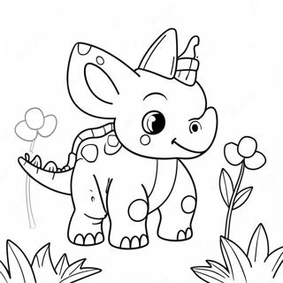 Pagina Para Colorear De Un Lindo Triceratops Con Flores 8957-7323