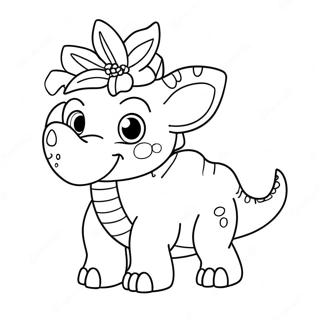 Pagina Para Colorear De Un Lindo Triceratops Con Flores 8957-7324