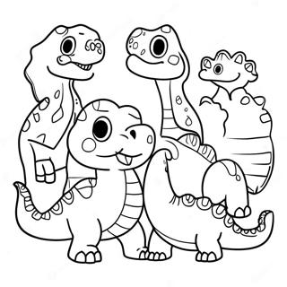 Pagina Para Colorear De Una Colorida Familia De Dinosaurios 8967-7329