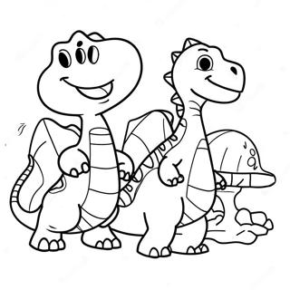 Pagina Para Colorear De Una Colorida Familia De Dinosaurios 8967-7330