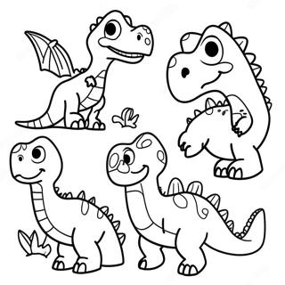 Pagina Para Colorear De Una Colorida Familia De Dinosaurios 8967-7331