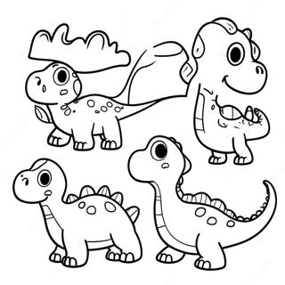 Pagina Para Colorear De Una Colorida Familia De Dinosaurios 8967-7332