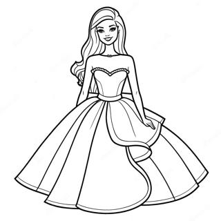 Pagina Para Colorear De Barbie En Un Hermoso Vestido 9047-7396