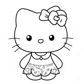 Pagina Para Colorear Hello Kitty En Un Vestido Bonito 9217-7529